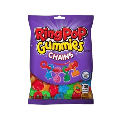 RING POP GUMMY CHAINS PEG BAG 144G   - PACK OF 1