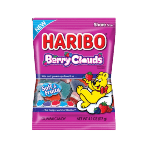 HARIBO BERRY CLOUDS PEG BAG 113G   - PACK OF 1