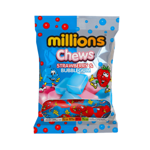 MILLIONS CHEWS STRAW OR BUBBLE UK 120G   - PACK OF 1