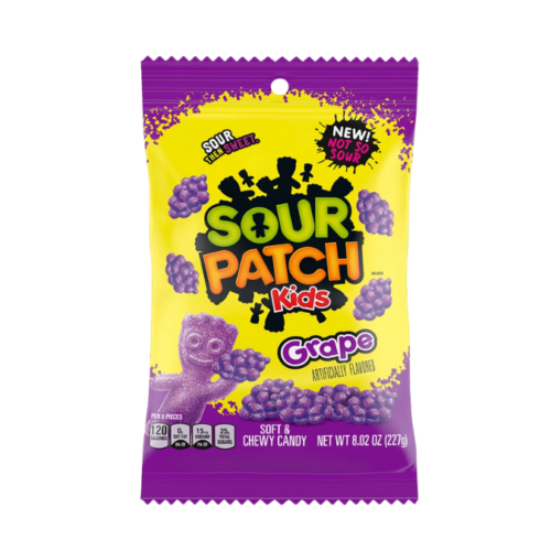 SOUR PATCH KIDS GRAPE PEG BAGS 99G   - PACK OF 1