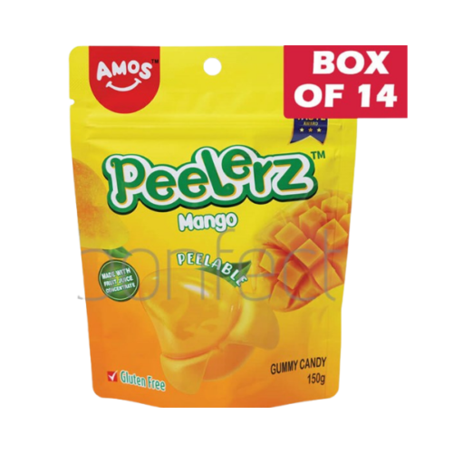 **AMOS PEEL GUMMY MANGO BAG 150G * 14 PACK**