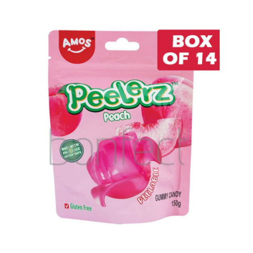 **AMOS PEEL GUMMY PEACH BAG 150G * 14 PACK**