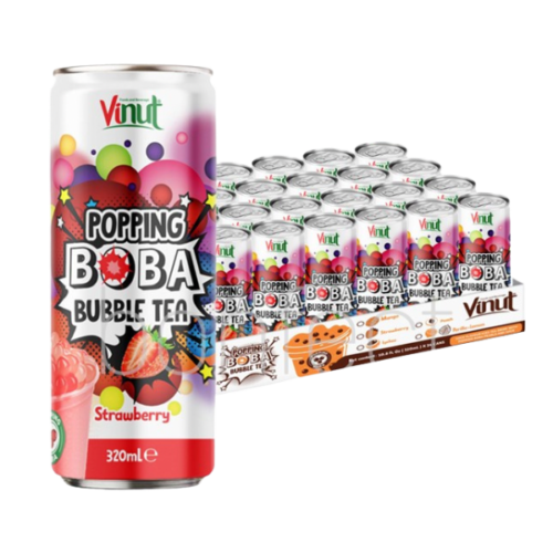 VINUT POPPING BOBA STRAW BERRY 500 ML* 24 PACK